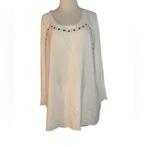 Jaclyn Smith White Long Sleeve Blouse